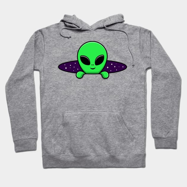 Space alien coming out of hole design Hoodie by kuallidesigns